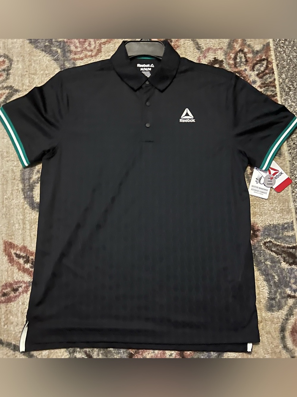 Reebok Black Polo Shirt with White Logo